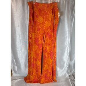 Bar III Women's 4X Orange Pink‎ Jungle Shapes Wide Leg Smocked Waist Pants